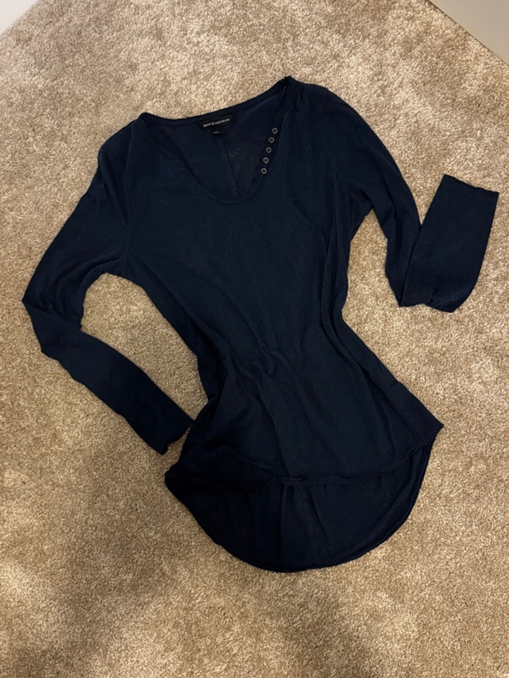 Rock & Republic Navy Long Sleeve Henley Tunic
